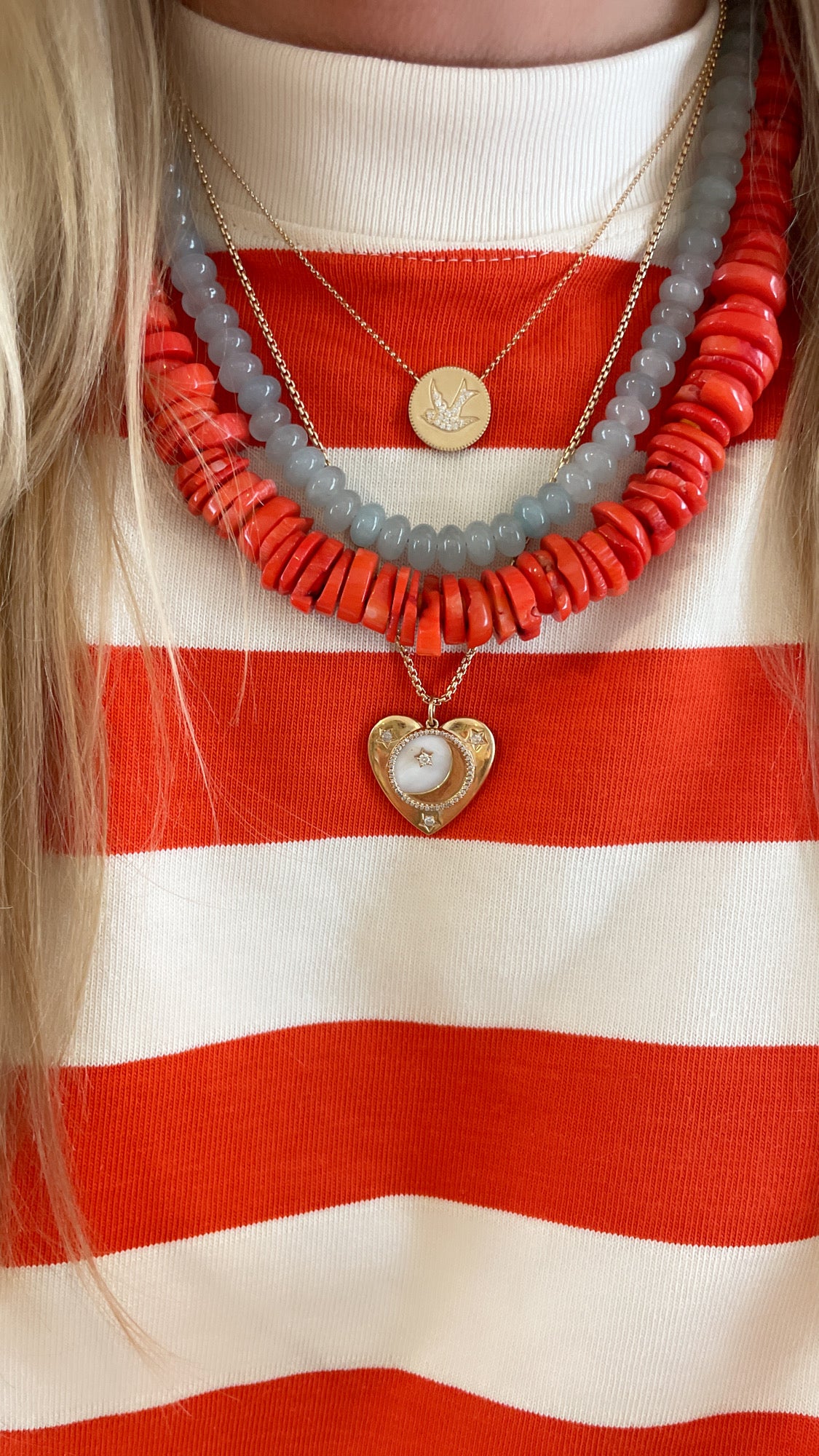 bright coral candy necklace with spacers