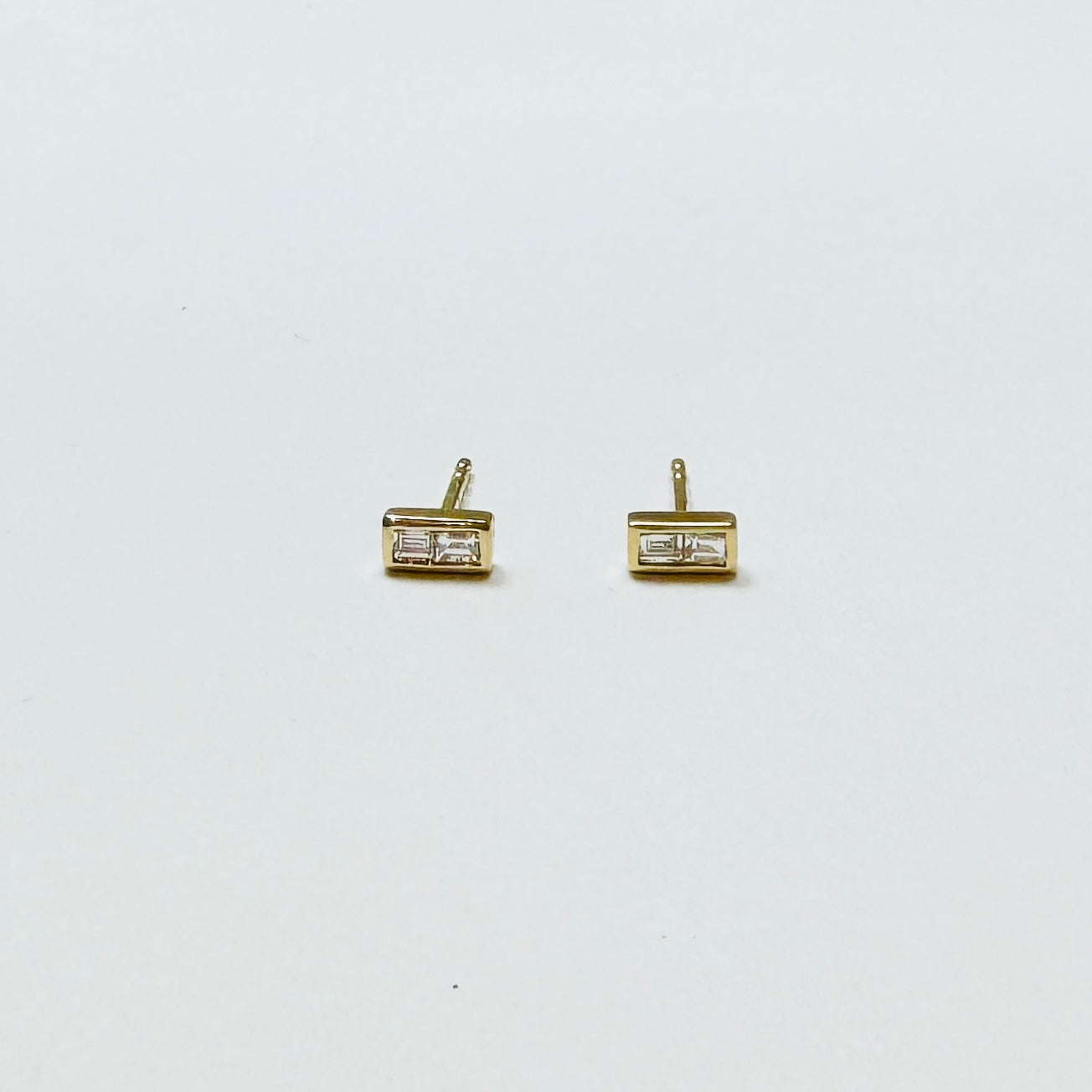 double diamond baguette studs