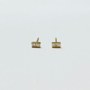 double diamond baguette studs