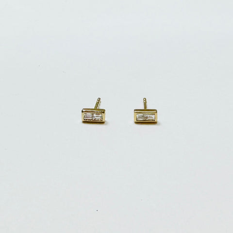 double diamond baguette studs