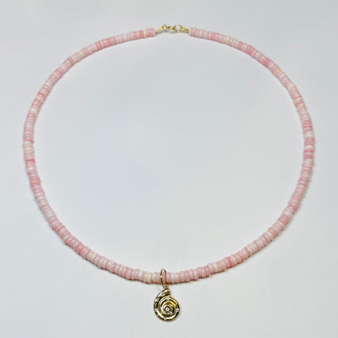 delicate conch shell necklace with natilus charm