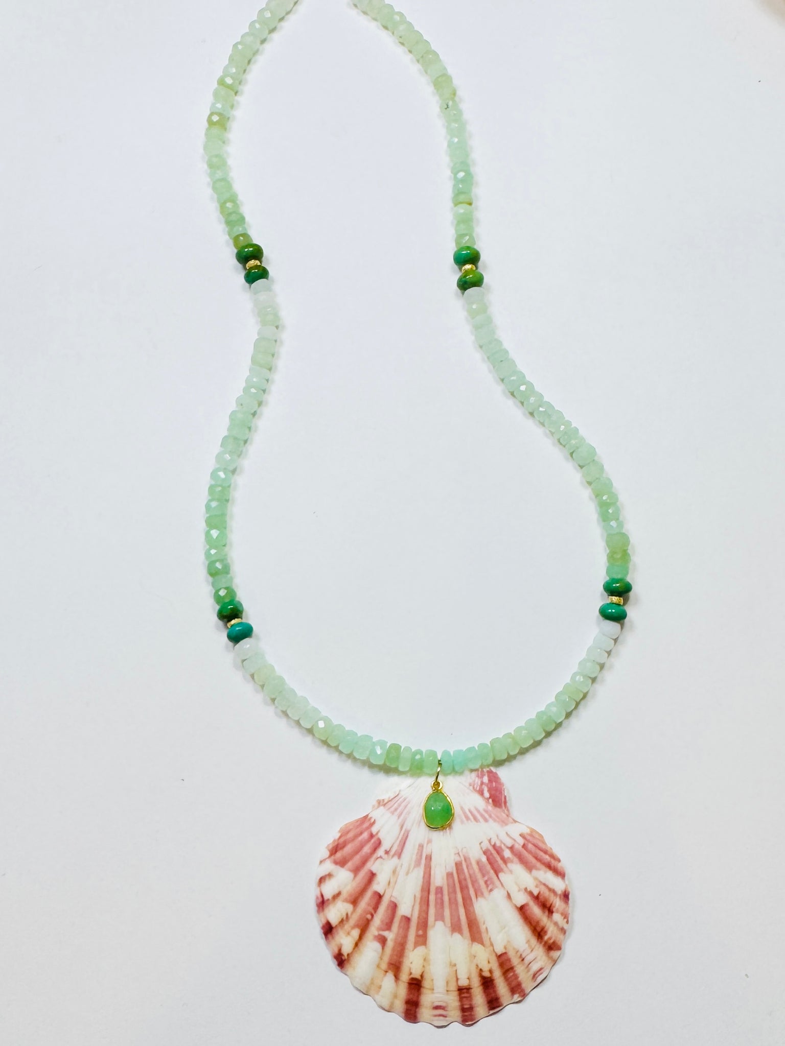 chrysoprase necklace with shell pendant