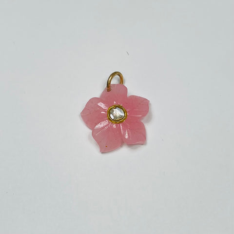 carved pink flower pendant, medium