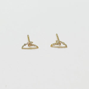 feather arc diamond bar studs