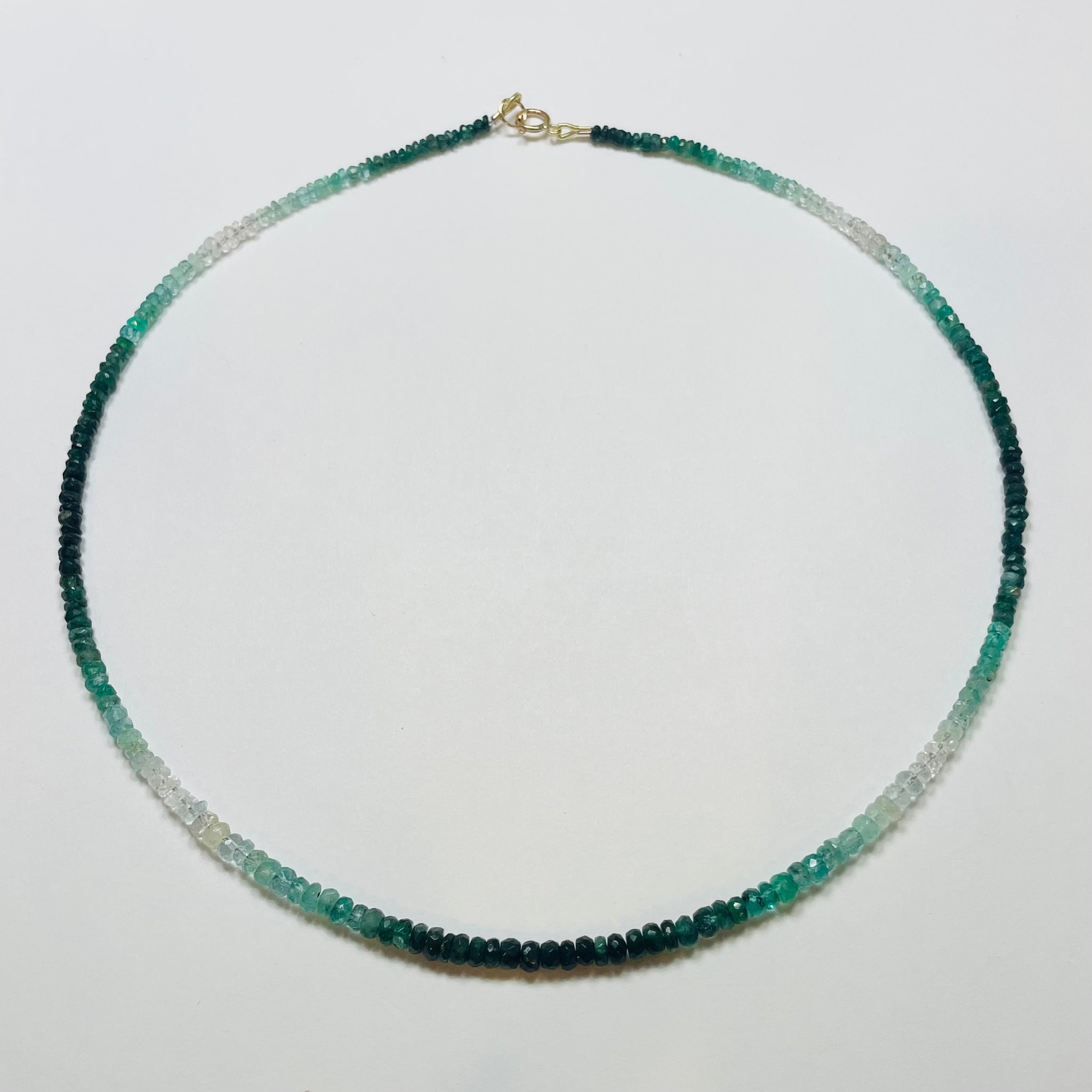shaded emerald heishi cut necklace