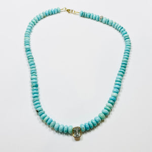 tiffany blue turquoise necklace with bezel set aquamarine