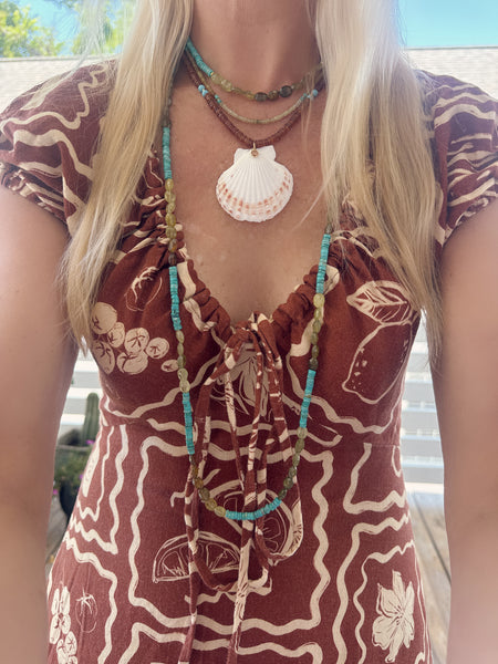 hessonite and turquoise layering necklace