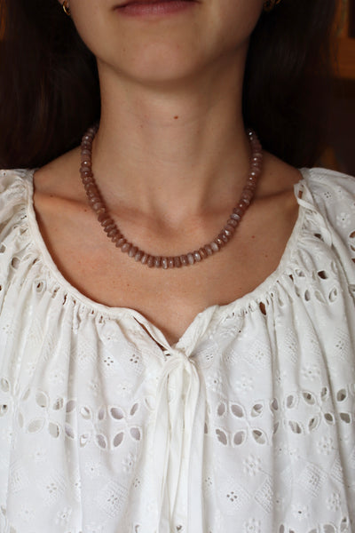 German cut peach moonstone candy necklace