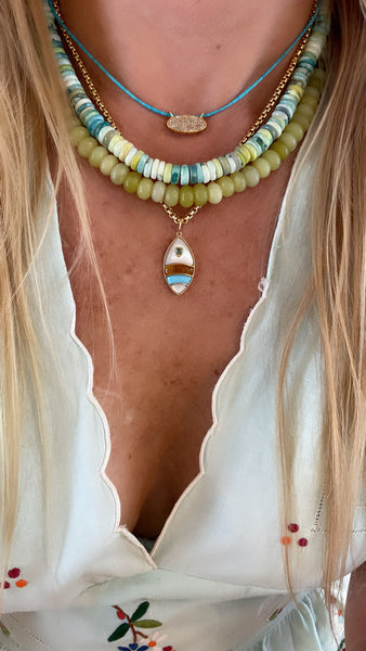 Tiny barrel turquoise with pavè  diamond placket