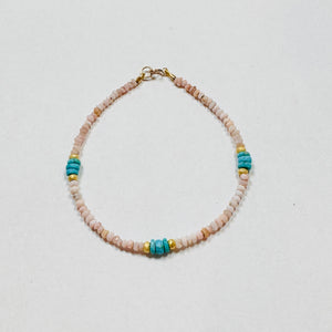 pink opal and turquoise bracelet