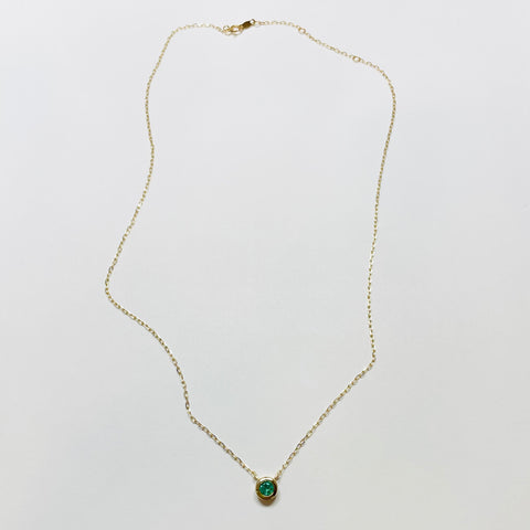 bezel set emerald necklace