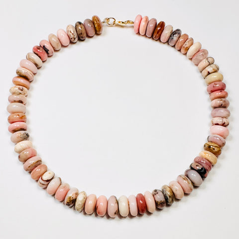 speckled pink opal candy necklace