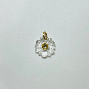 carved clear quartz flower pendant, 5/8 in