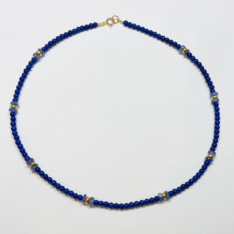 lapis tanzanite and gold necklace