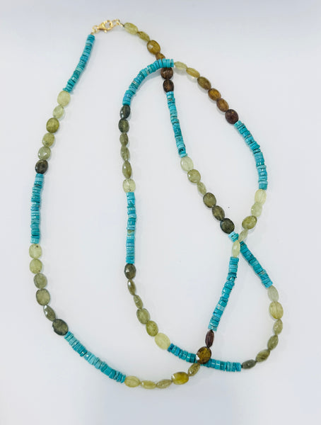 hessonite and turquoise layering necklace