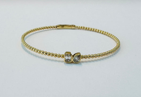 bezel set diamond bubble bangle