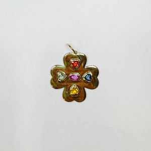 clover pendant, rainbow sapphire