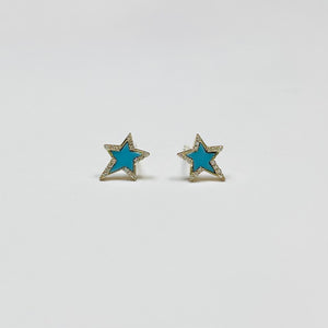 star studs, turquoise