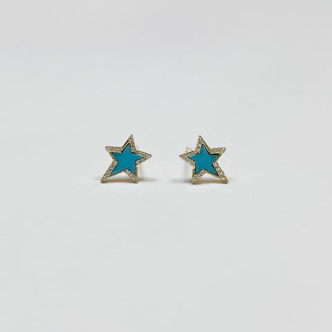 star studs, turquoise