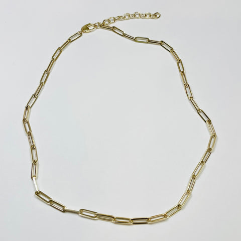 14k gold 10x4 mm paperclip chain, adjustable