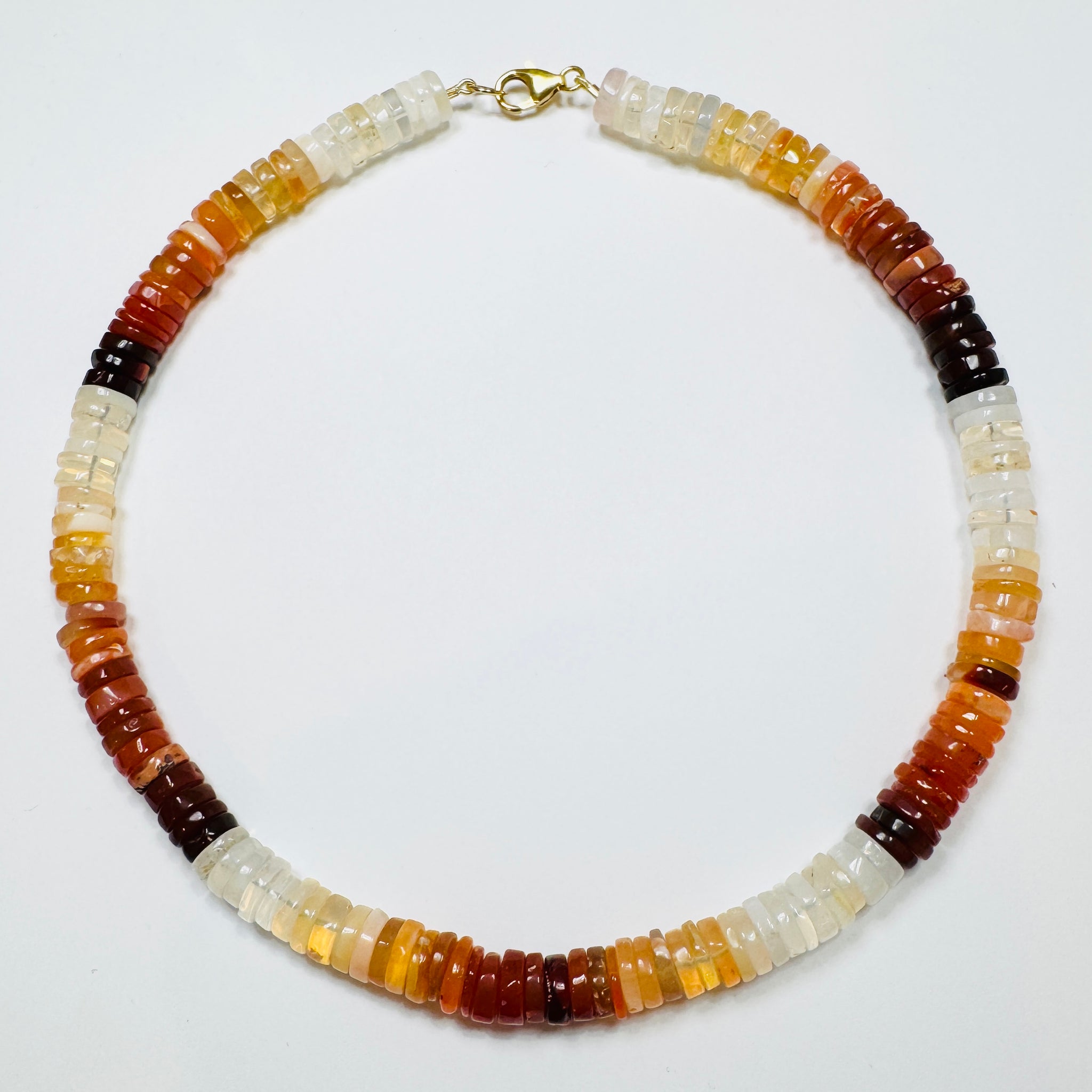 fire opal heishi necklace
