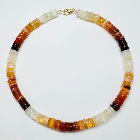 fire opal heishi necklace