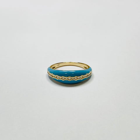 diamond turquoise enamel ring