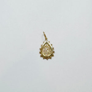 gold pave diamond teardrop pendant