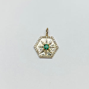 Emerald hexagon pendant