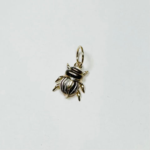 scarab beetle pendant, mini, black mother of pearl