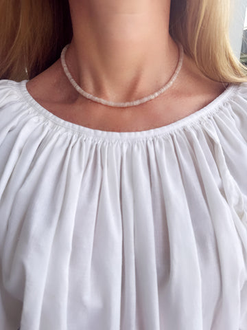 solid peach moonstone heishi necklace