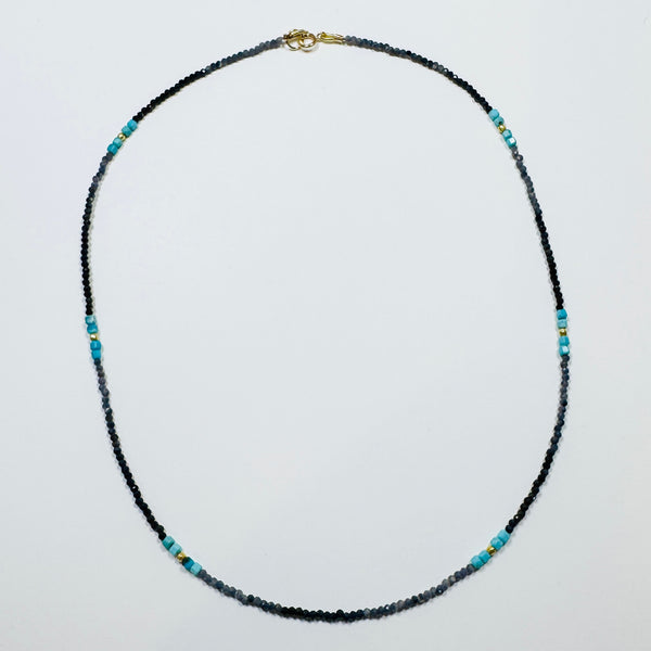 delicate color blocked cube necklace, 6 station