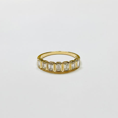 bezel set emerald cut diamond band