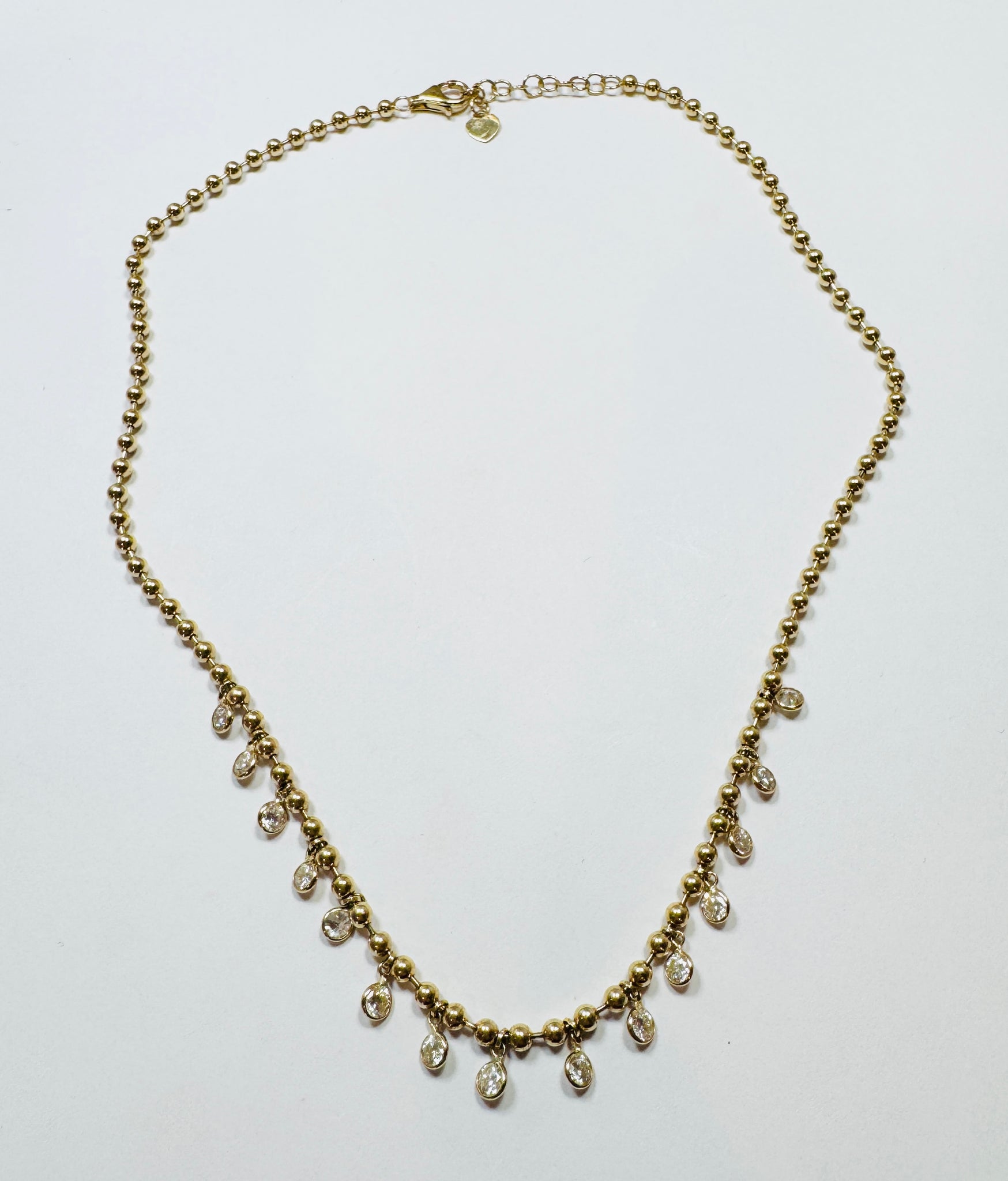 bezel diamond jingle fringe on ball chain