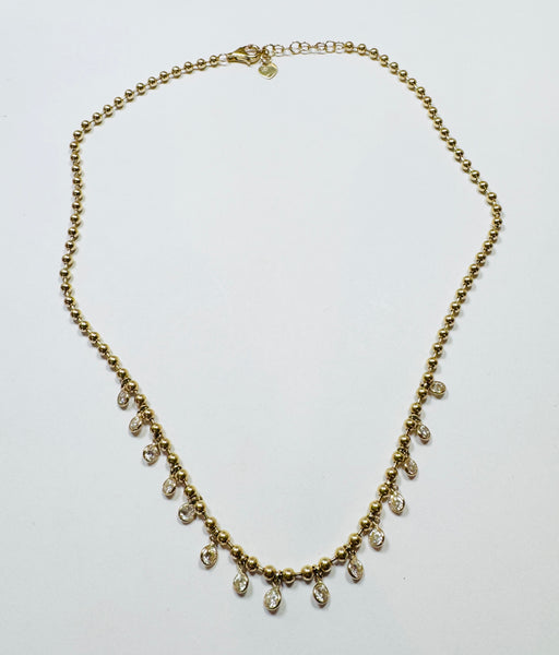 bezel diamond jingle fringe on ball chain