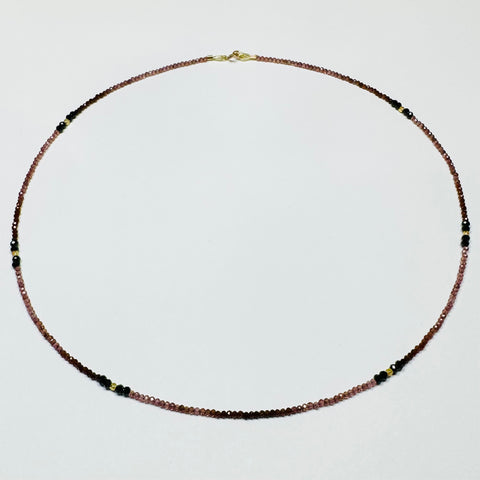 garnet and onyx necklace with gold nuggets