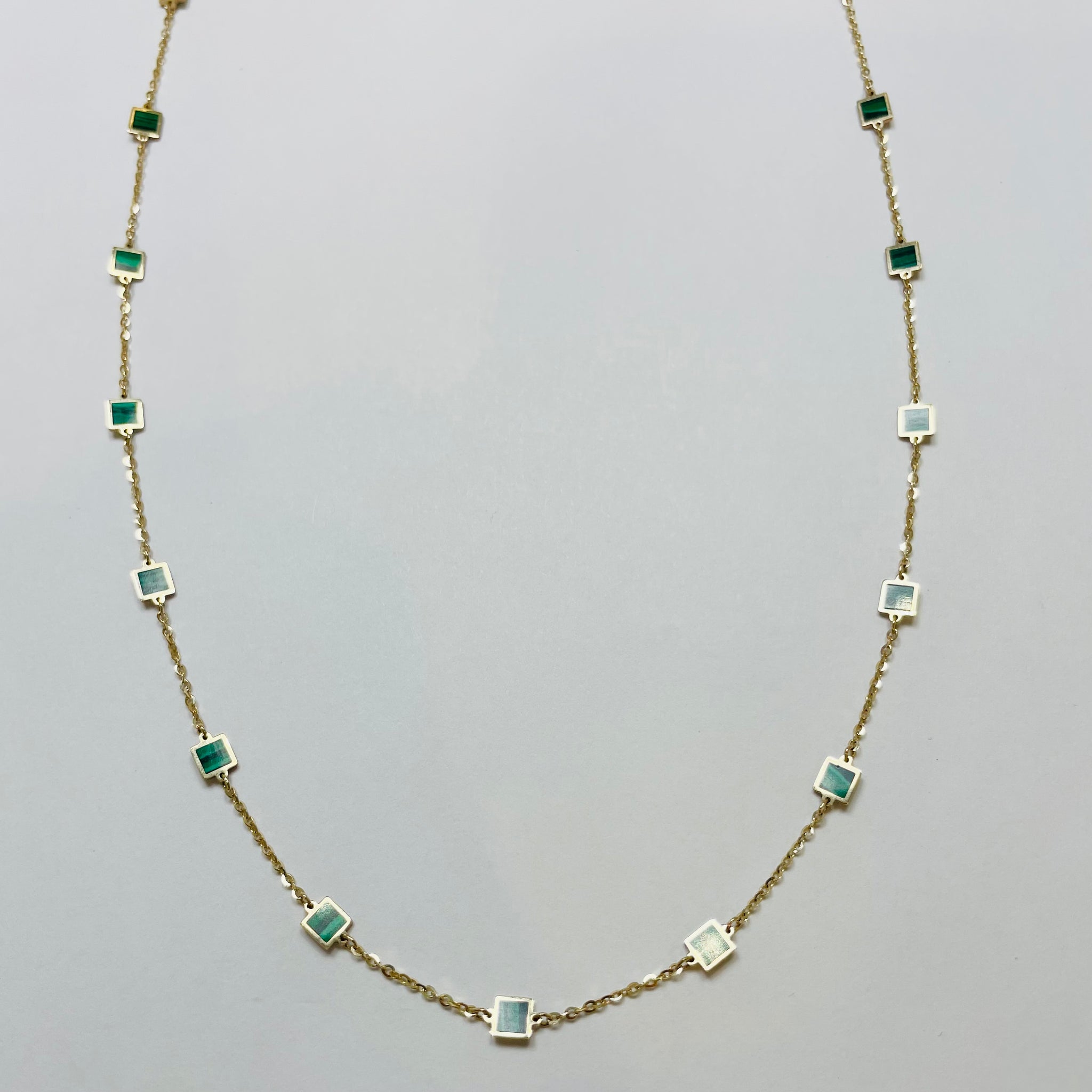 square inlaid stone necklace