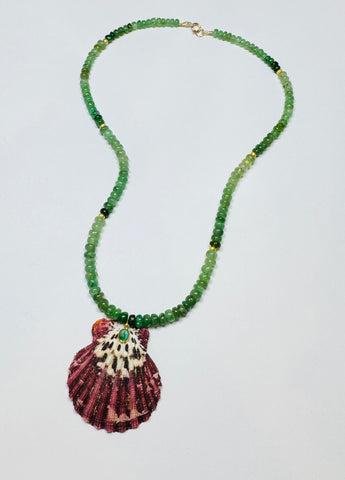 chrysoprase necklace with shell pendant