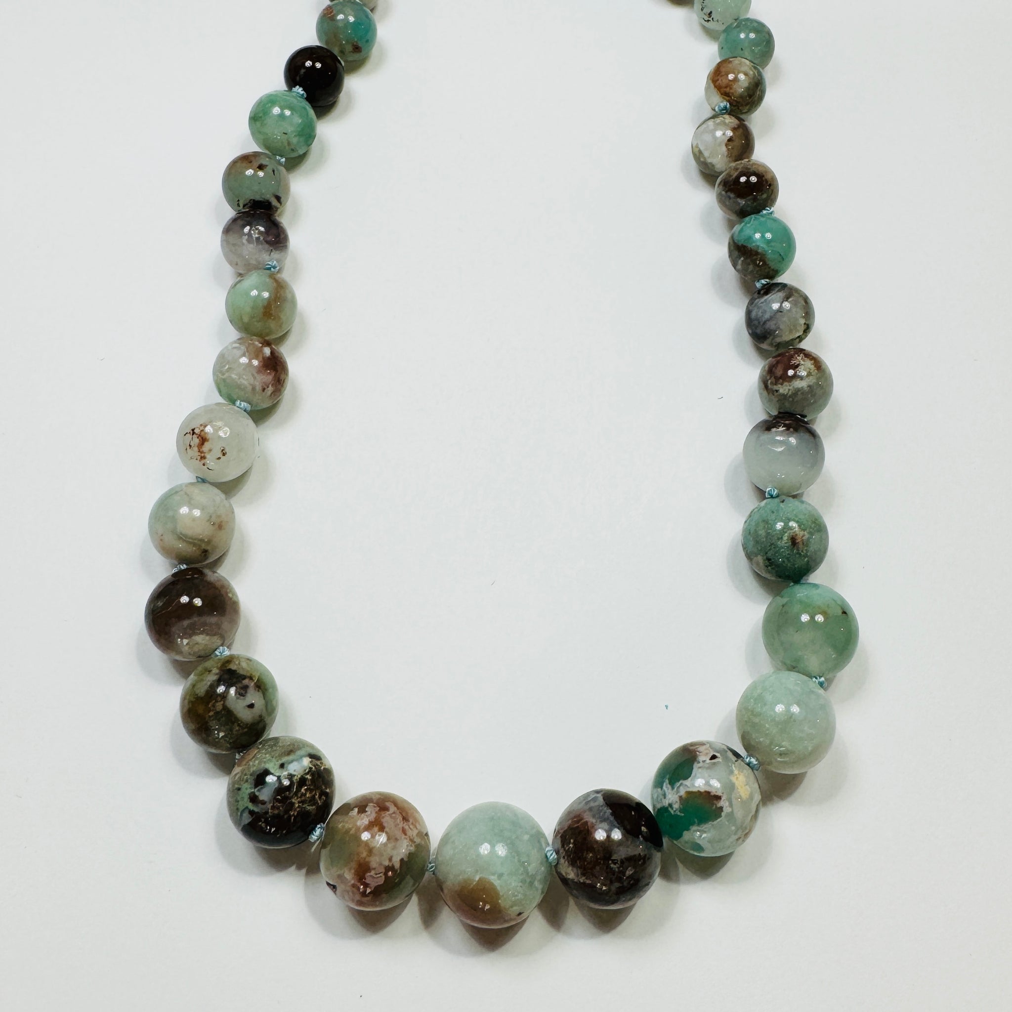 knotted gumball aquaprase necklace, graduated