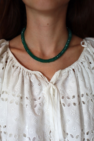 German cut green onyx candy necklace
