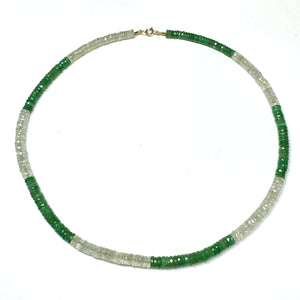 color blocked prehnite and chrysoprase heishi necklace