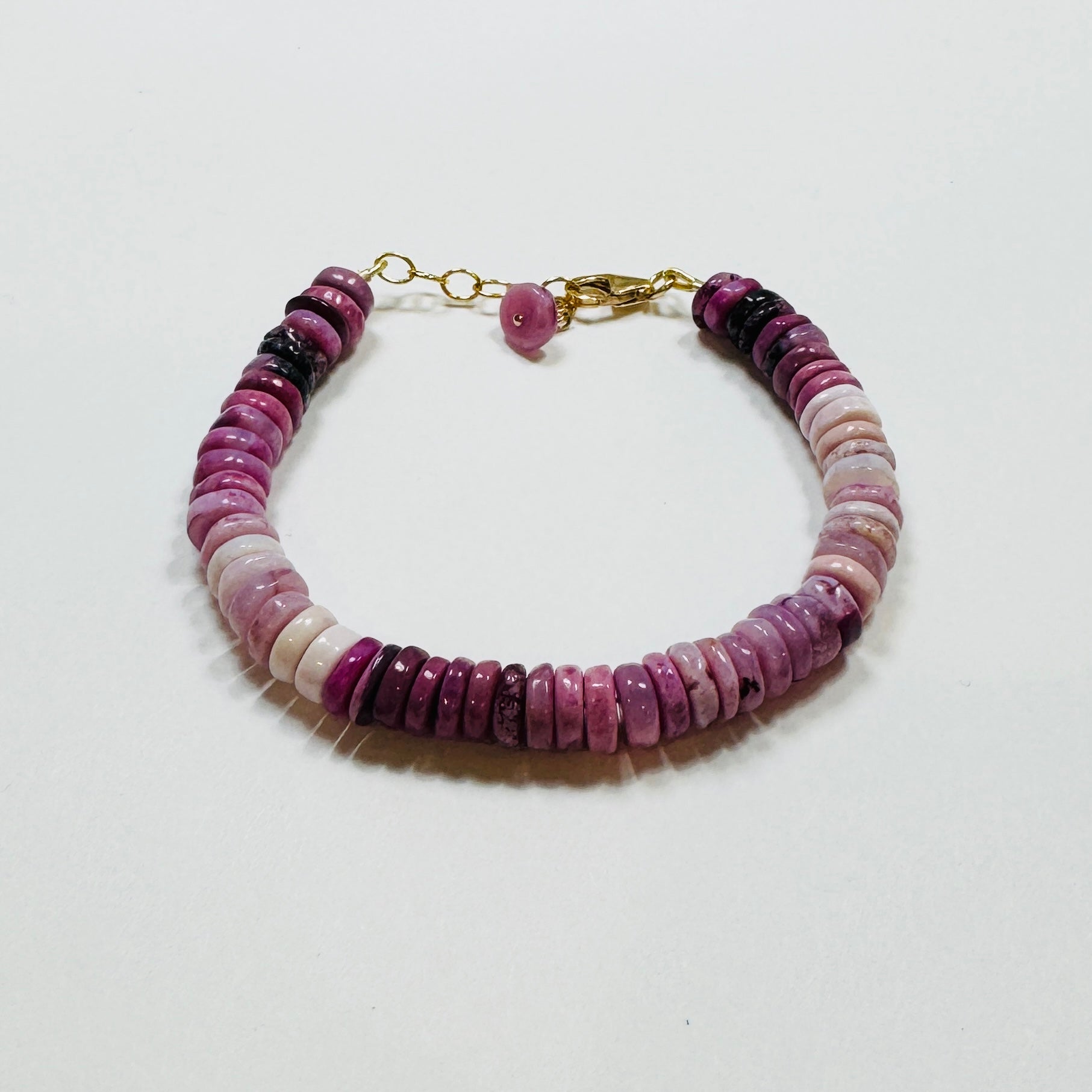 magenta opal heishi bracelet