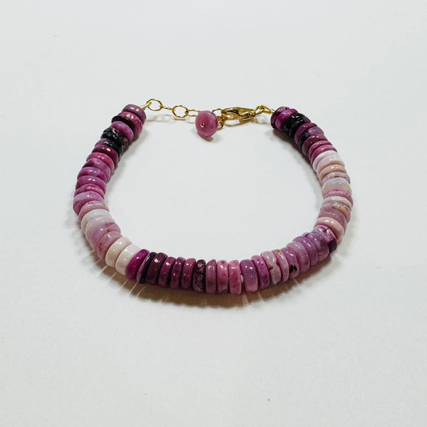 magenta opal heishi bracelet