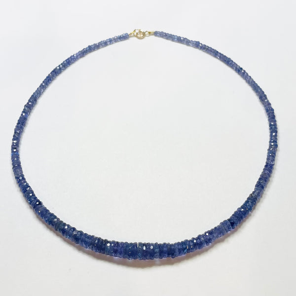 tanzanite heishi necklace, graduated