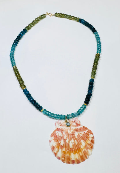 apatite necklace with shell pendant