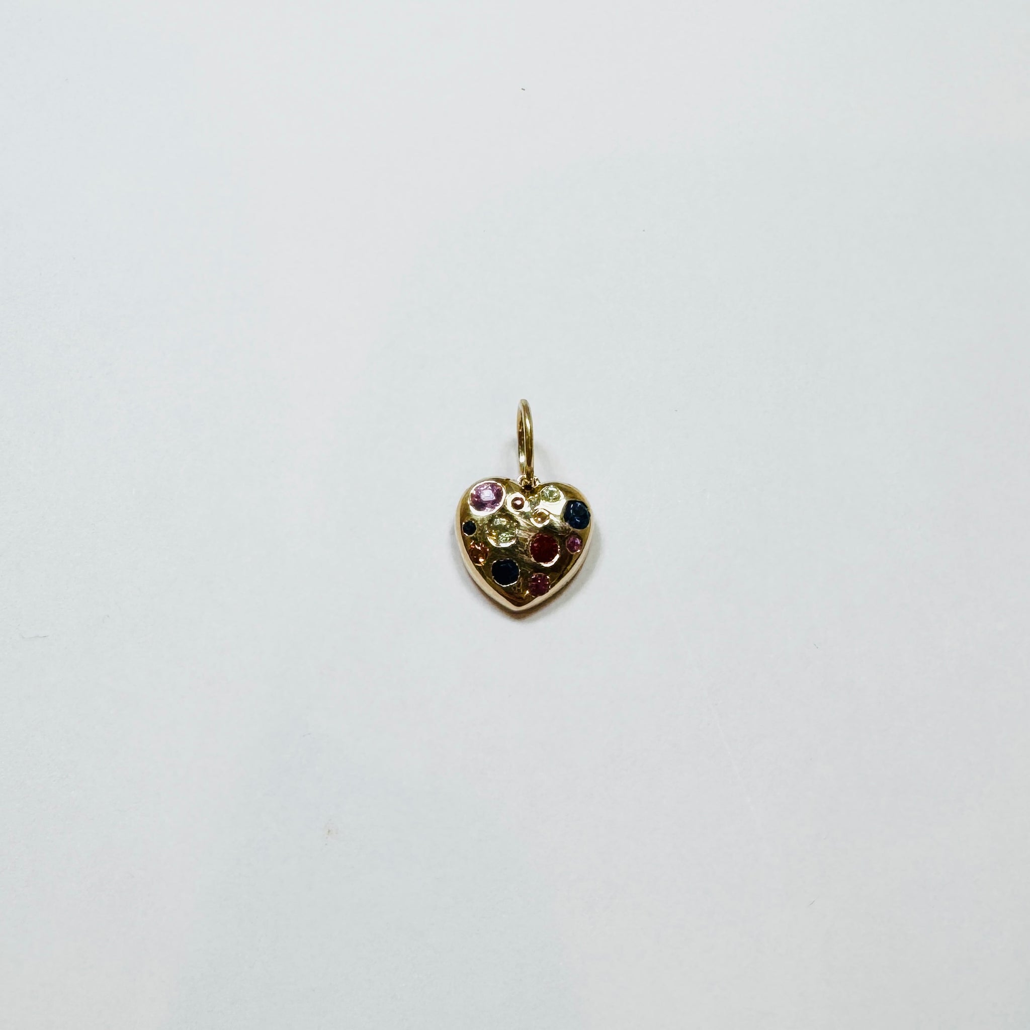 small puffy gemstone heart pendant