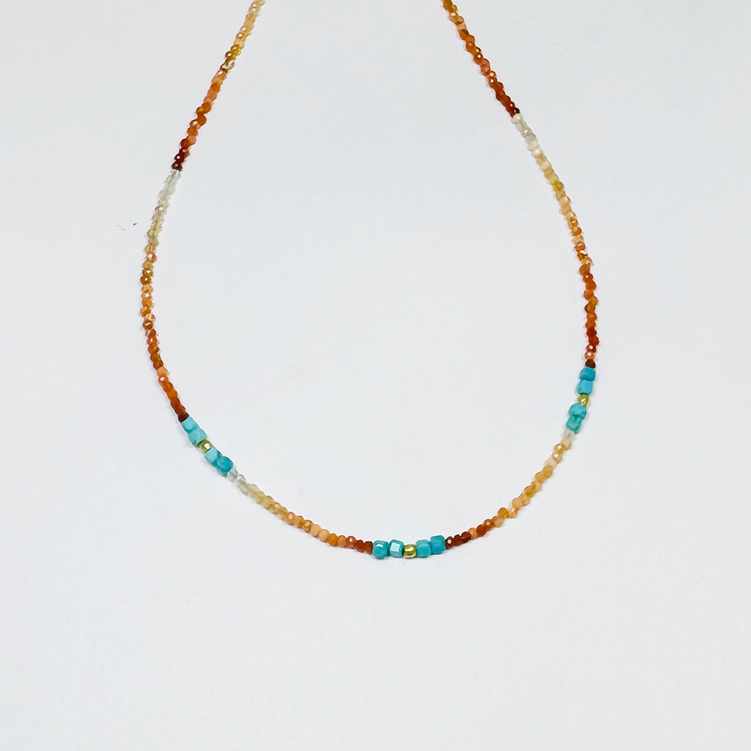 delicate color block necklace, three stations