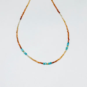 delicate color block necklace, three stations