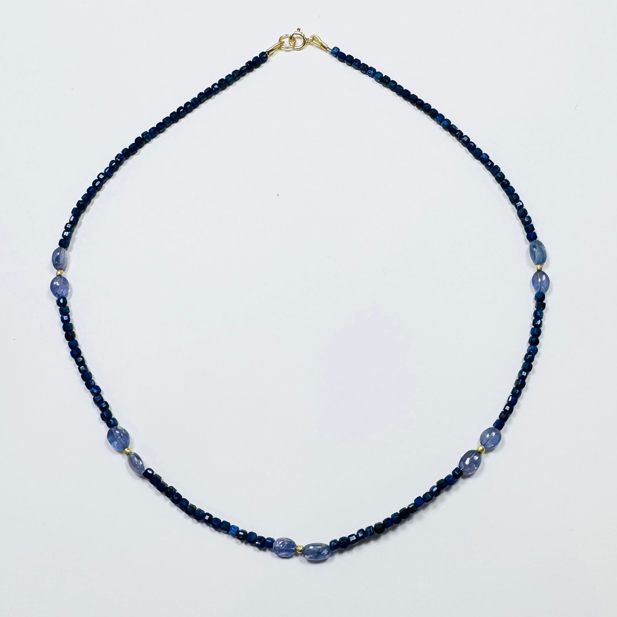 lapis cube and tanzanite necklace