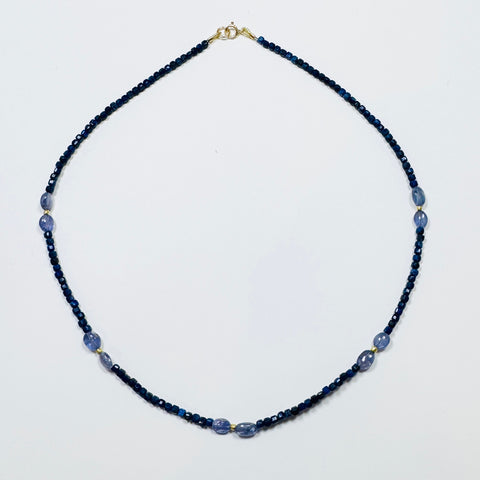 lapis cube and tanzanite necklace